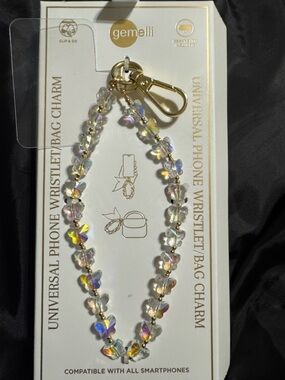 Gemelli Iridescent Butterfly Crystal Wristlet Charm with Gold Hardware